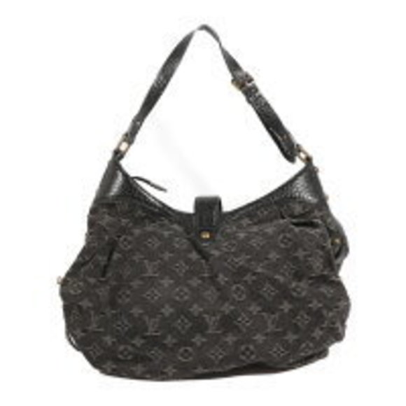 Louis Vuitton Monogram Denim Black Leather Shoulder Handbag - Picture 4 of 8